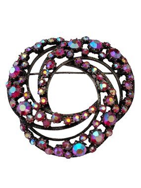 Florenza Silver Tone Pink AB Celtic Love Knot Brooch Pin, Signed E735